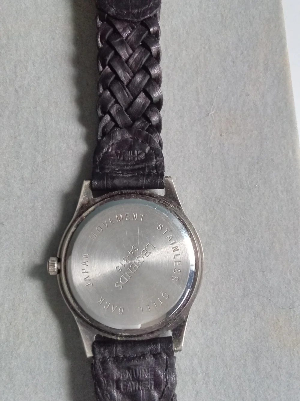 Legends Celestial Moon Face‎ Watch Silver Tone Braided Leather Strap 84-315
